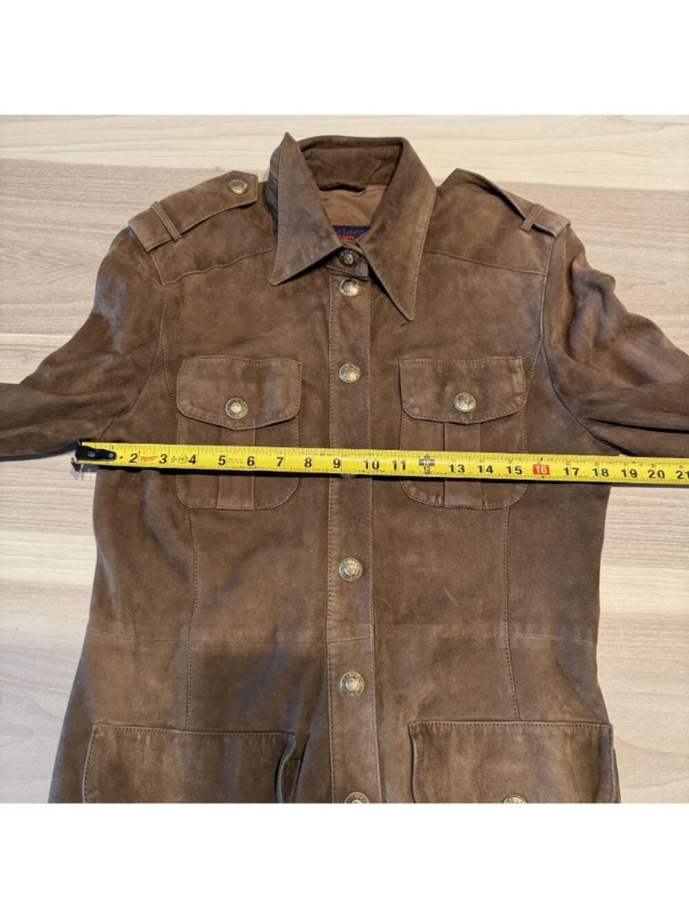Rena Lange Jeans Brown Leather Suede Button Front Jacket Women's Size S/M - Picture 4 of 8